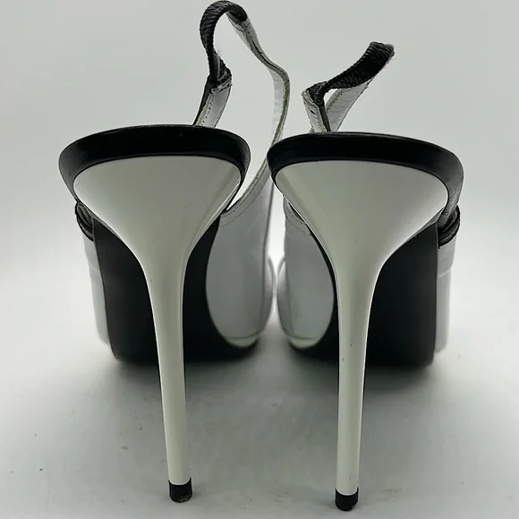Gianmarco Lorenzi Sexy Black/White Leather Stiletto Heels Shoes **Size 40** 🔥🔥 - Picture 5 of 8